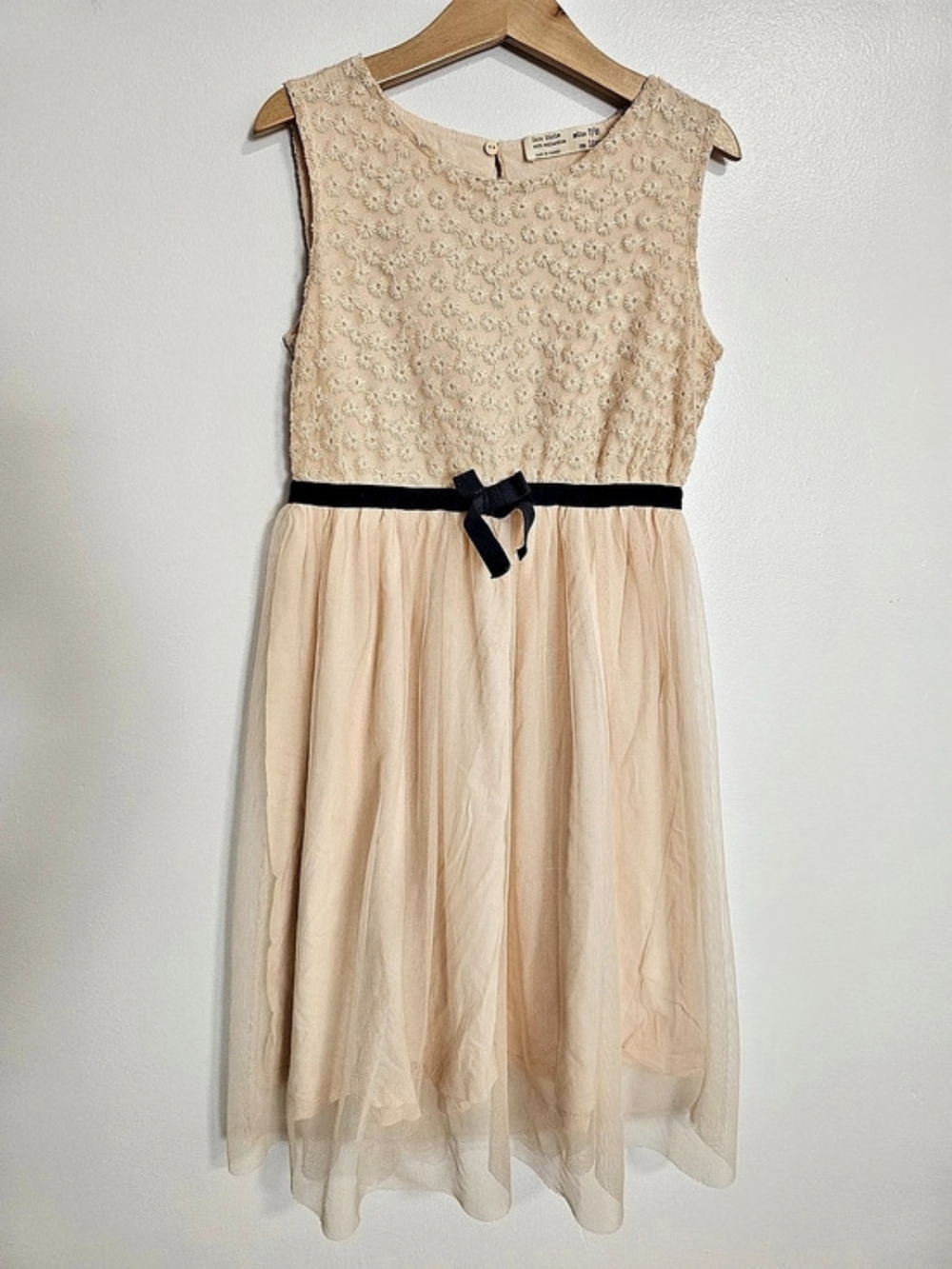 🧸2/20$ Zara Girls Floral Tulle Dress Peach Pastel Size 7-8 Years Embroidered